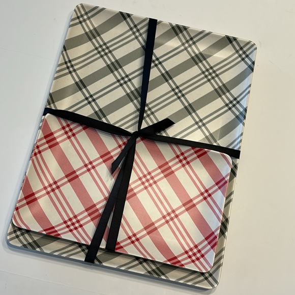 Hearth & Hand 2023 Holiday Collection Plaid Melamine 2 Piece Serving Tray Set - Picture 11 of 14